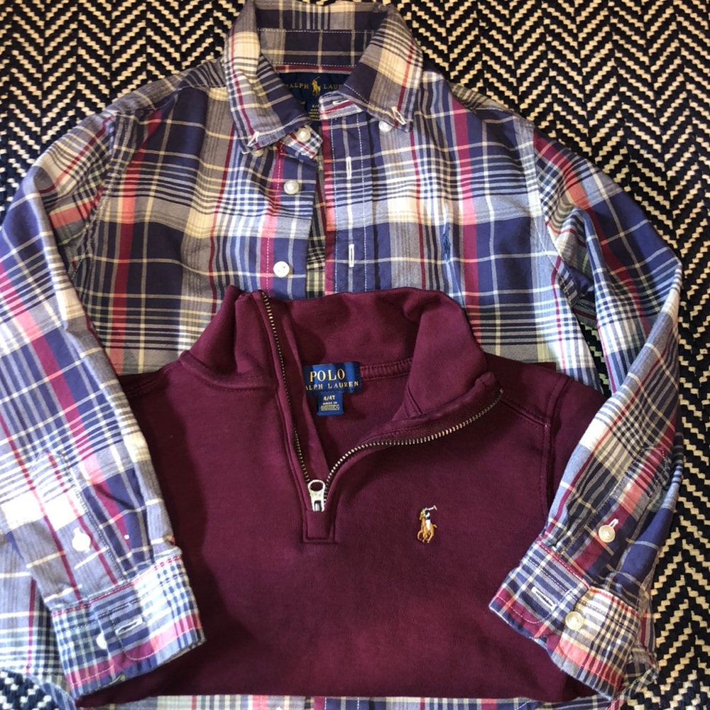 Adorable polo button down/ zipper set